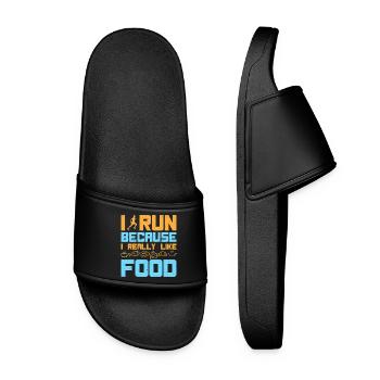 Courir Je cours J’aime la nourriture Marathon - Claquettes Femme - noir - Devant