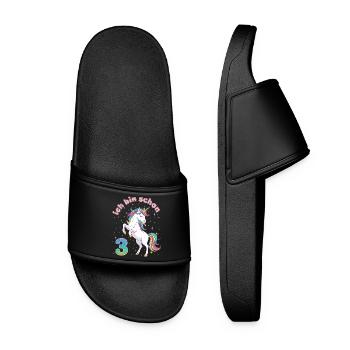 3e anniversaire Fille Licorne, j’ai déjà 3 ans - Claquettes Femme - noir - Devant