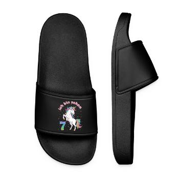 7e anniversaire Fille licorne, j’ai déjà 7 ans - Claquettes Femme - noir - Devant