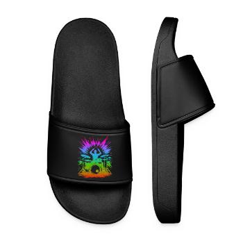 Regenbogentrommel-Splash - Frauen Badelatschen - Schwarz - Vorne
