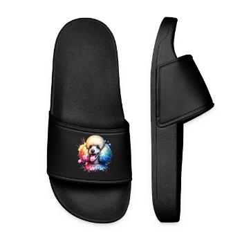 Poodle Motif - Women’s Pool Sliders - black - Front
