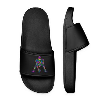 American Football Kids Boys Colorful Football - Women’s Pool Sliders - black - Front