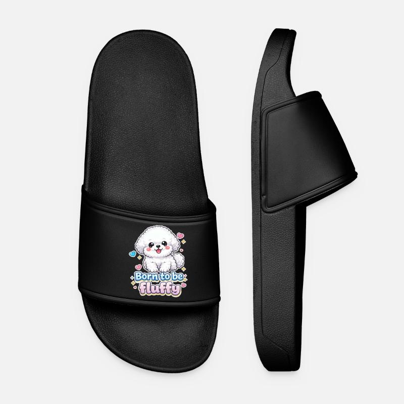 Né pour être Fluffy - design de chien mignon - Claquettes Femme - noir