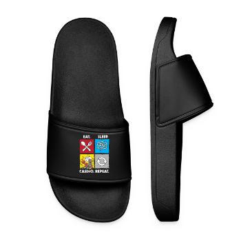 Eat Sleep Casino Repeat Gambling Gambling Poker - Women’s Pool Sliders - black - Front