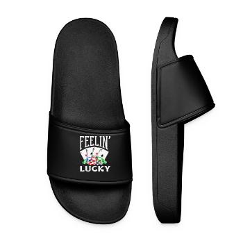 Happiness Casino Gambling Poker Card Game - Women’s Pool Sliders - black - Front