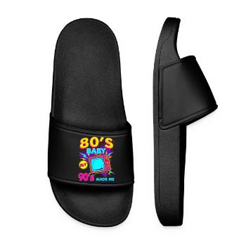 80er90er Neon TV Retro - Frauen Badelatschen - Schwarz - Vorne