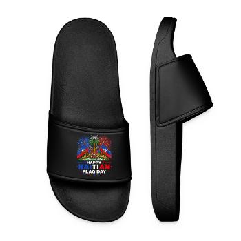Festive Haitian Flag Festival - Women’s Pool Sliders - black - Front