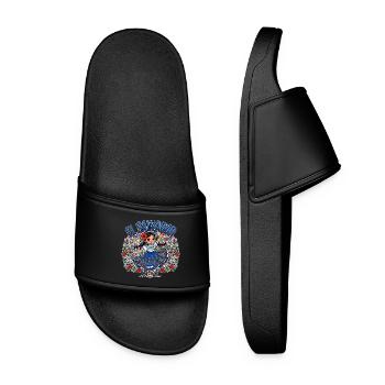 El Salvador Flag Salvadoran Girl Traditional - Women’s Pool Sliders - black - Front
