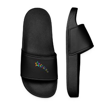 Star Colorful Stars Rainbow Gradient - Women’s Pool Sliders - black - Front