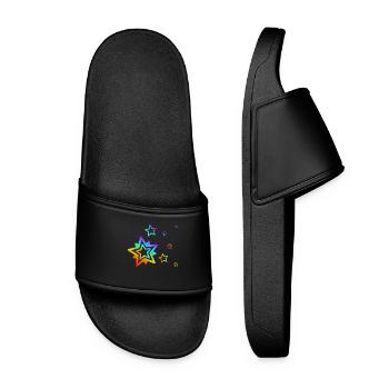 Colorful Stars Shooting Star Rainbow Gradient - Women’s Pool Sliders - black - Front