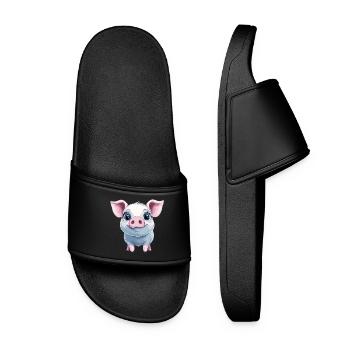 Happy pink piggy - Women’s Pool Sliders - black - Front