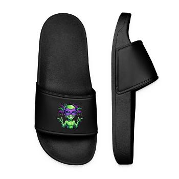 Mardi Gras Alien Dessin animé Veggie Fun - Claquettes Femme - noir - Devant