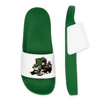 Leprechaun in the pot of gold - Women’s Pool Sliders - dark green - Front