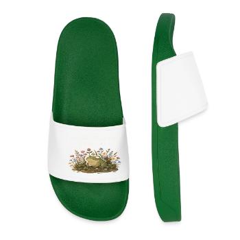Petits moments doux : Ferme Grenouille parmi les Fleurs - Claquettes Femme - vert foncé - Devant