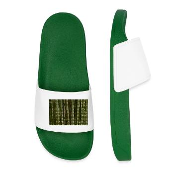 Forest Camouflage Grid Pattern - Women’s Pool Sliders - dark green - Front