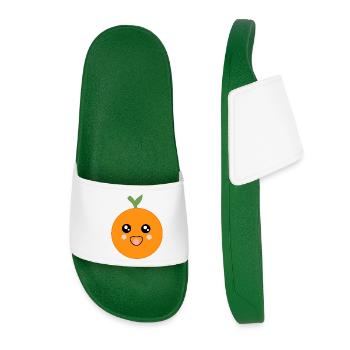 Fasching, Karneval, Kostüm, Orangen - Frauen Badelatschen - Dunkelgrün - Vorne
