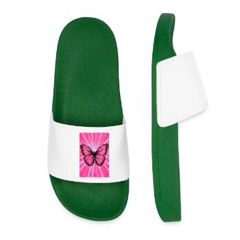 Schmetterling - Frauen Badelatschen - Dunkelgrün - Vorne
