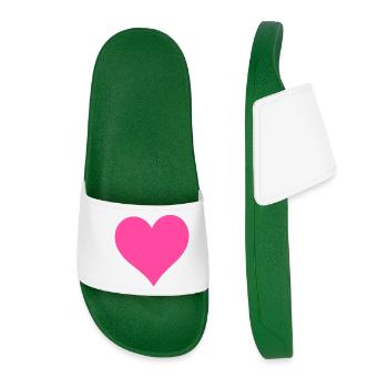 Cœur Rose Cœur Cadeau Rose Pink Saint-Valentin - Claquettes Femme - vert foncé - Devant