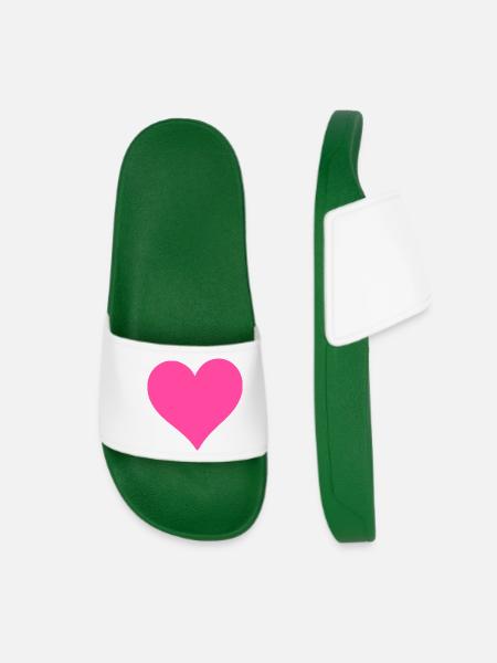 Cœur Rose Cœur Cadeau Rose Pink Saint-Valentin - Claquettes Femme - vert foncé