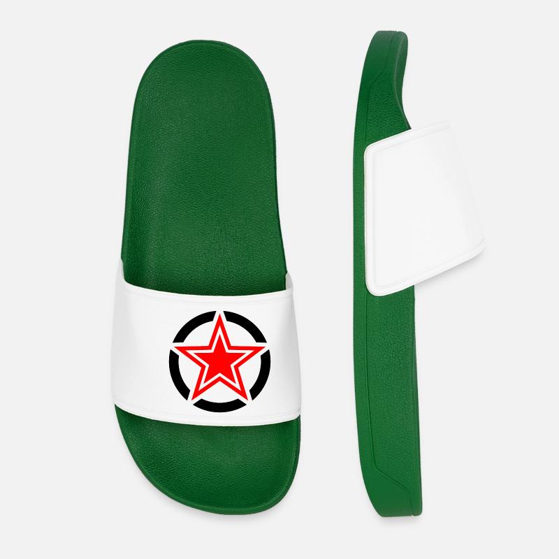 Red Broken Star - Women’s Pool Sliders - dark green