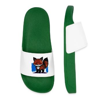 Petit renard (dessin au crayon de couleur) - Claquettes Femme - vert foncé - Devant