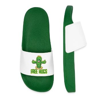 Dessin animé drôle avec câlins gratuits de cactus - Claquettes Femme - vert foncé - Devant