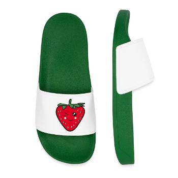 Drôle de cadeau Kawaii pour un design alimentaire à la fraise - Claquettes Femme - vert foncé - Devant
