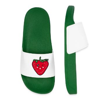 Drôle de cadeau Kawaii pour un design alimentaire à la fraise - Claquettes Femme - vert foncé - Devant