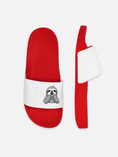 Patch Me Up Cyber Security Sloth - Women’s Pool Sliders - red