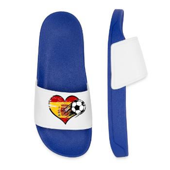 Spain flag football with heart used - Women’s Pool Sliders - royal blue - Front
