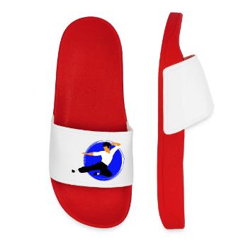 Coup de pied volant en karaté dans le cercle bleu - Claquettes Femme - rouge - Devant