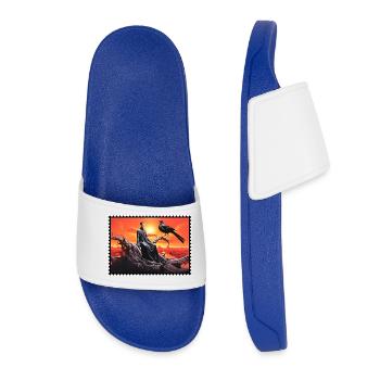 Corbeau fantastique sombre et coucher de soleil surréaliste - Claquettes Femme - bleu roi - Devant