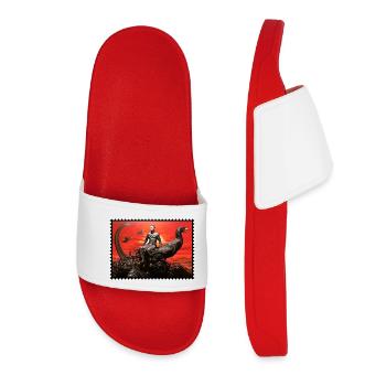 Dark fantasy with bird raven red landscape - Women’s Pool Sliders - red - Front