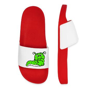 Caterpillar Worm Shy Friendly Curious Looking - Women’s Pool Sliders - red - Front