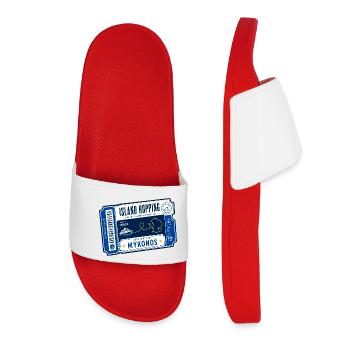 Island Hopping Mykonos Ferry Route Greece Vacation - Women’s Pool Sliders - red - Front