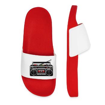 Retro Boombox Graphic - Women’s Pool Sliders - red - Front