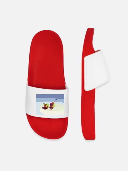 Abstract pears on the beach - Women’s Pool Sliders - red