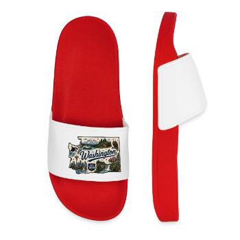 Washington State Mount Rainier Vintage-Aufkleber - Frauen Badelatschen - Rot - Vorne