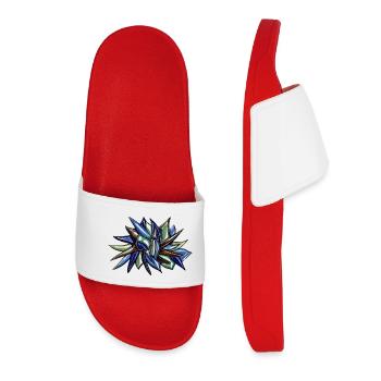 Blue-green fragment flower - Women’s Pool Sliders - red - Front