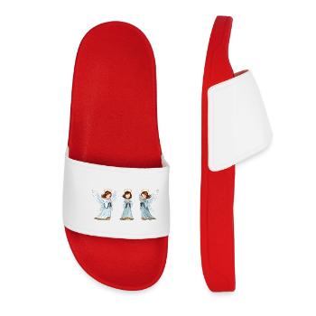 Dreifach Himmlische Engel im Gebet - Frauen Badelatschen - Rot - Vorne