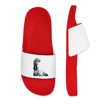 Coq expressif en noir et blanc - Claquettes Femme - rouge - Devant