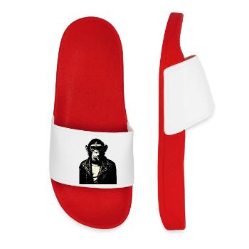 Chimp Rebel Biker Illustration - Women’s Pool Sliders - red - Front
