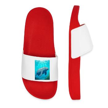 Gentle giant of calm waters, symbol of peace - Women’s Pool Sliders - red - Front