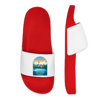 Calgary Canada Tower & Berge Reisekunst - Frauen Badelatschen - Rot - Vorne