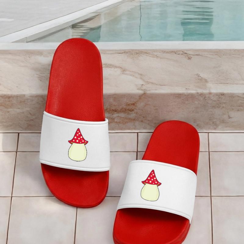Mushroom Toadstool Pattern Personalizable Gift Women’s Pool Sliders