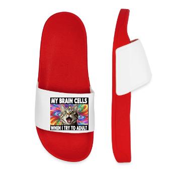 An intelligently humorous cat - Women’s Pool Sliders - red - Front