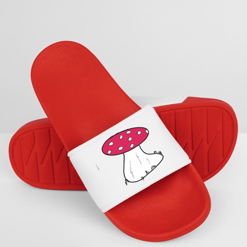 Red Toadstool Cartoon Pattern Women’s Pool Sliders