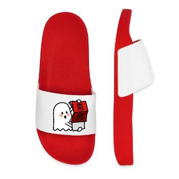 Boobies BOO BIES cheeky Halloween erotic magazine - Women’s Pool Sliders - red - Front