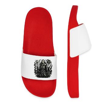 Mystical wizard with symbols - Women’s Pool Sliders - red - Front