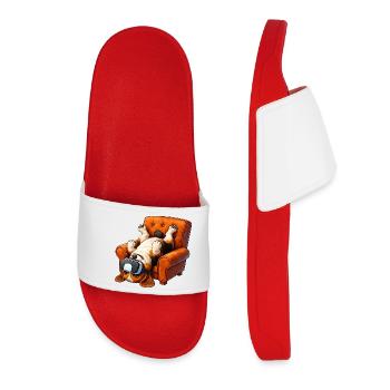 Pug VR Gamer Armchair Cartoon - Women’s Pool Sliders - red - Front